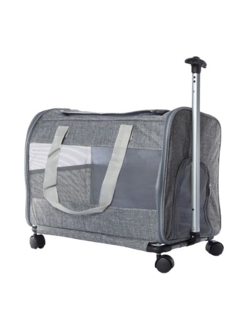 Prokei Rollable Gray Pet Travel Carrier with Telescoping Handle